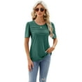 thumbnail image 1 of FLMEI Womens U Neck T Shirts Casual Cotton Blouse Tees Spring Summer Solid Colour Short Sleeve Tops S-XXL, 1 of 9