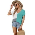 thumbnail image 1 of FLMEI Womens V Neck T-Shirt Summer Pullover Shirt Short Sleeve Knit Tops Large Size Loose Tees Shirt for Women's S-XL, 1 of 9