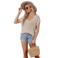 thumbnail image 1 of FLMEI Womens V Neck T-Shirt Summer Pullover Shirt Short Sleeve Knit Tops Large Size Loose Tees Shirt for Women's S-XL, 1 of 9