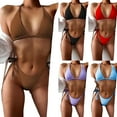 thumbnail image 1 of FLMEI Womens Women Bikini Set Solid Color Triangle Two Piece Swimsuits Summer Split Swimwear, 1 of 9