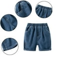 thumbnail image 1 of FLMEI1-8T Boys Summer Denim Shorts Elastic Waist Casual Five Pants with Pockets Solid Colour Jeans Shorts for Baby Kids, 1 of 9