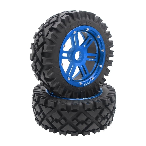 FLMLF 2Pcs RC Car Front Wheels Hub and Tire Assembly 170 x 60 mm Blue for 1/5 HPI Baja 5B