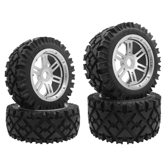 FLMLF 4Pcs RC Car Front and Rear Wheels Hub and Tire Assembly 170 x 60 mm 170 x 80 mm Silver for 1/5 HPI Baja 5B
