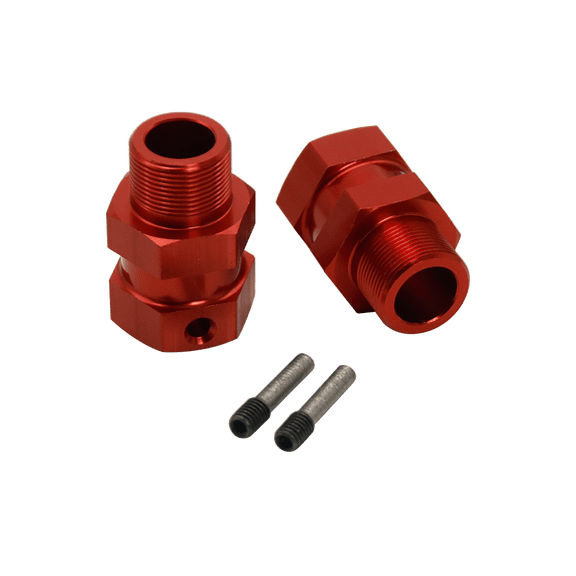 FLMLF Alloy CNC Rear Wheel Extended Shaft Hex Hub 24mm Red for 1/5 HPI RV KM Baja 5B 5T