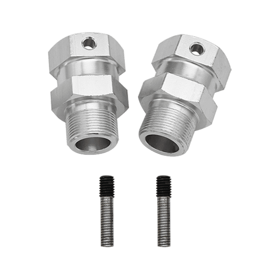 FLMLF Alloy CNC Rear Wheel Extended Shaft Hex Hub 24mm Silver for 1/5 HPI RV KM Baja 5B 5T