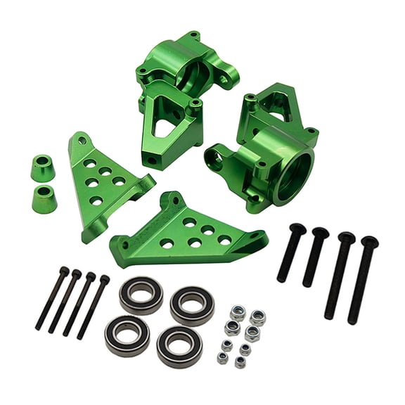 FLMLF Aluminum Front Wheel Hub Carrier Billet Set Green for 1/5 HPI Baja RV KM 5B 5t 5sc