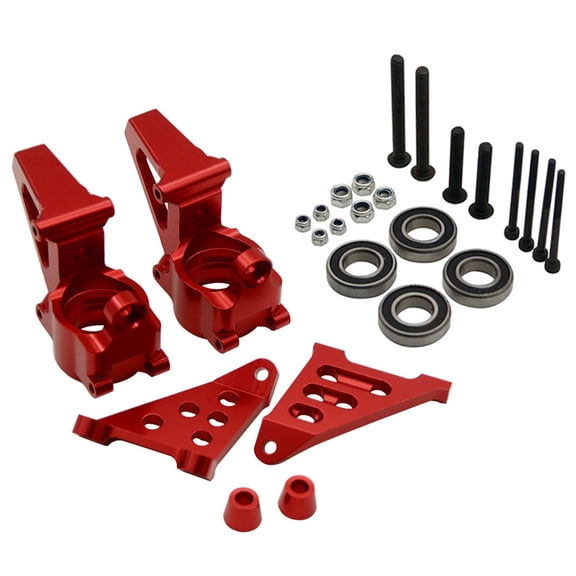 FLMLF Aluminum Front Wheel Hub Carrier Billet Set Red for 1/5 HPI Baja RV KM 5B 5t 5sc