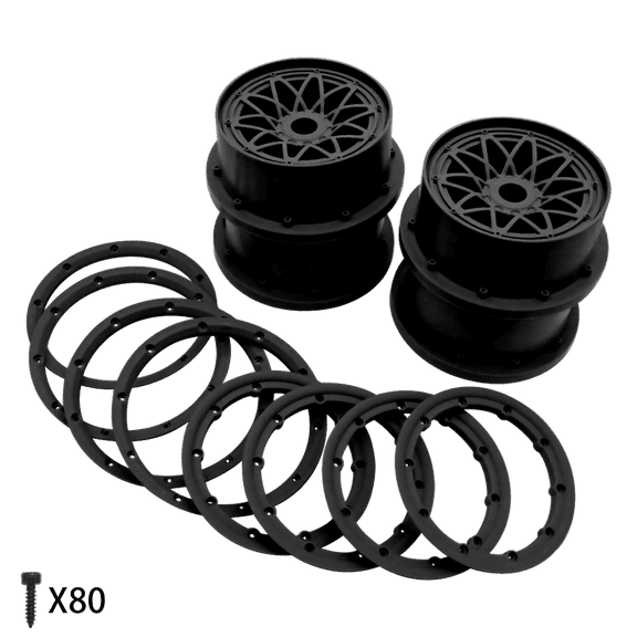 FLMLF Nylon Front And Rear Wheel Hub Rim Beadlock Ring Set Black For 1/5 HPI RV KM GTB 5B RC CAR PARTS