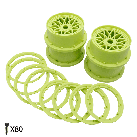 FLMLF Nylon Front and Rear Wheel Hub Rim Beadlock Ring Set Green For 1/5 HPI RV KM GTB 5B RC CAR PARTS