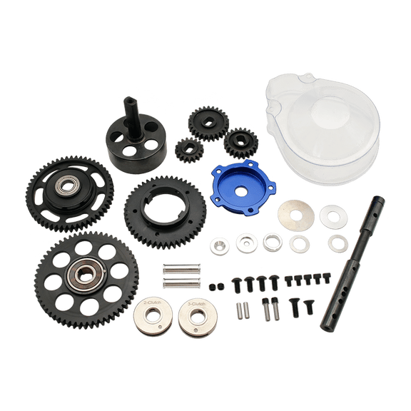 FLMLF RC Car 3 Speed Gear Transmission Kit Blue 3 Speed Cover for 1/5 HPI ROVAN KM Baja 5B 5T 5SC Buggy