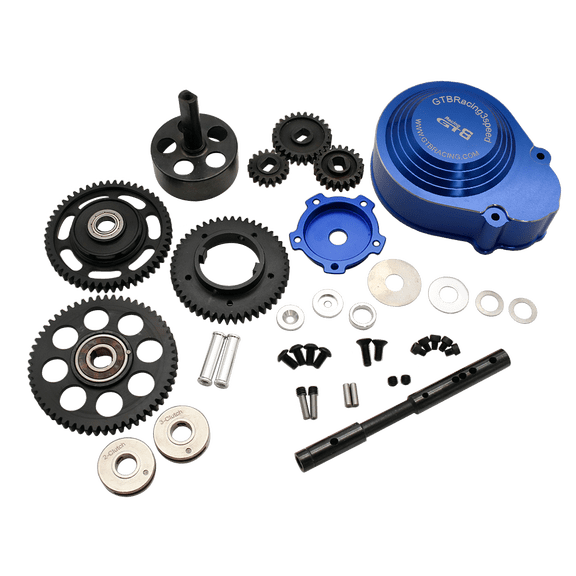 FLMLF RC Car Metal Casing 3 Speed Gear Transmission Kit Blue for 1/5 HPI ROVAN KM Baja aja 5B 5T 5SC Buggy