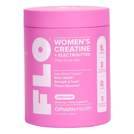 O Positiv FLO Creatine + Electrolytes Drink Mix for Brain Health & Fitness Recovery, 30 Servings