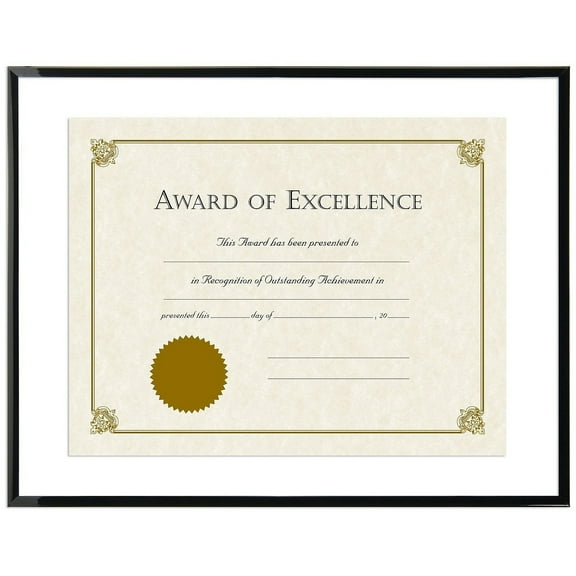 FLOAT Certificate frame 14x11 11x8one-half inch Black ABS plastic by MCS - 8.5x11