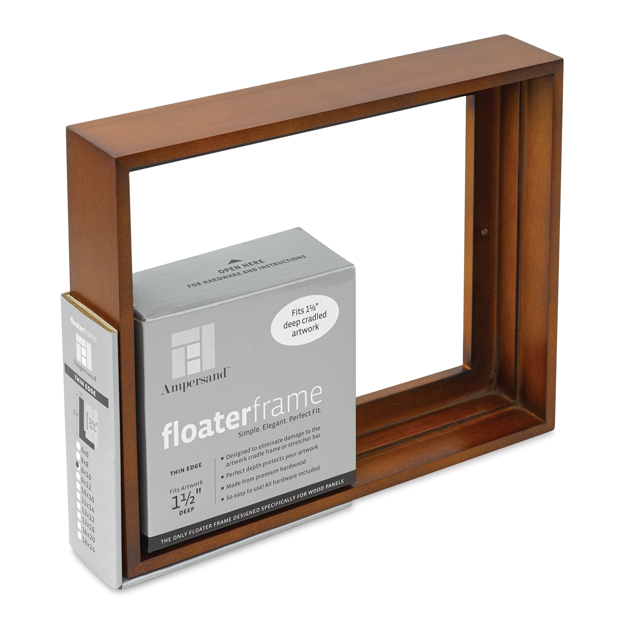 Walnut Wood Thin Floating Wall Frame for 8" x 10" Artwork