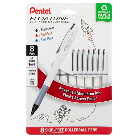 FLOATUNE Rollerball Pens, 0.8mm, Capped, Assorted 8-Packs