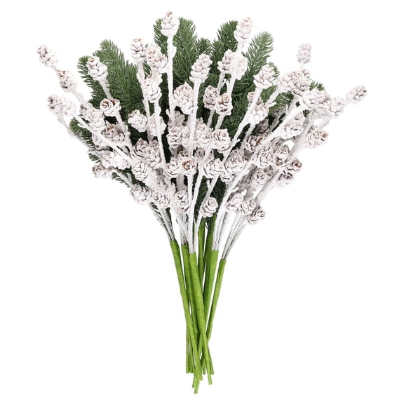 Snow-Flocked White Pinecones and Greenery Decorative Christmas Picks, 21", by Holiday Time