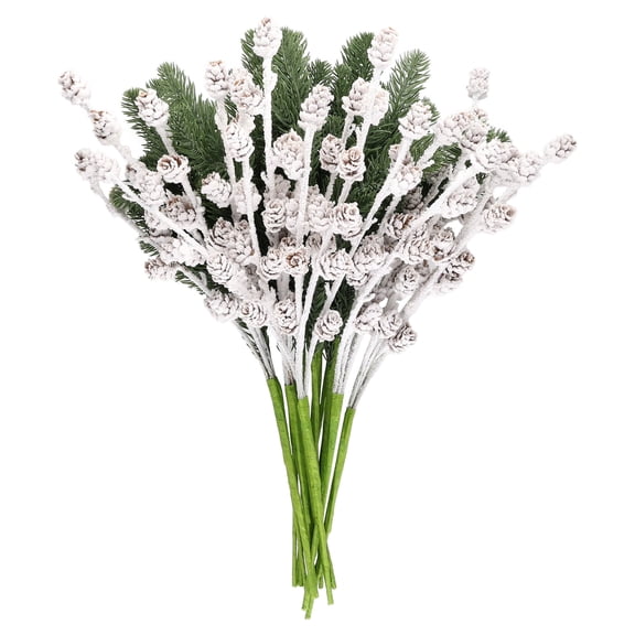 Snow-Flocked White Pinecones and Greenery Decorative Christmas Picks, 21", by Holiday Time