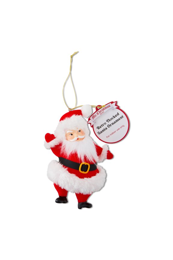 5-inch Flocked Dancing Santa Ornament, Red
