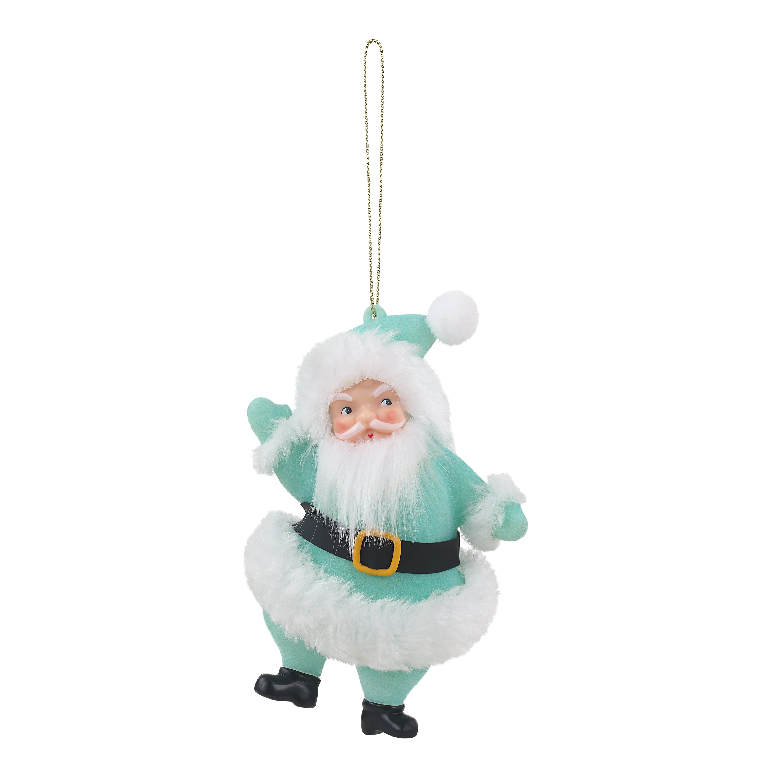 Mr. Christmas 5-inch Flocked Dancing Santa Ornament, Seafoam