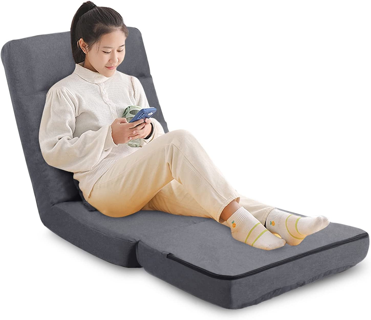 FLOGUOR Chaise Lounge Indoor, 14Position Floor Chair with Back Support