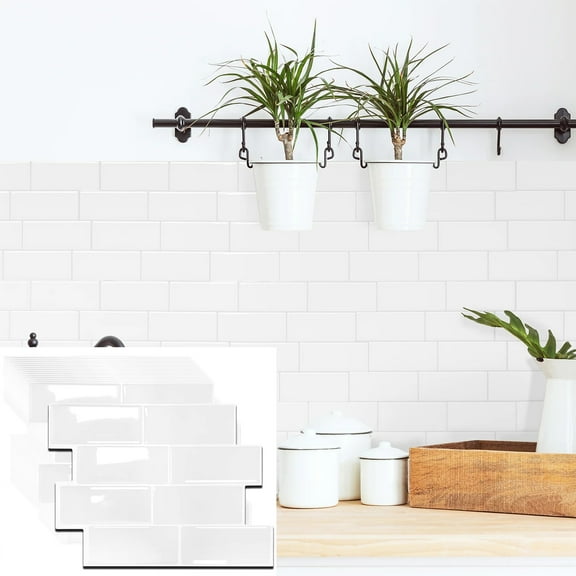 FLOLEOPA 20-Sheet Subway Tile Peel and Stick Backsplash, Self Adhesive Vinyl Wall Tiles, Stick on Backsplash for Kitchen and Bathroom