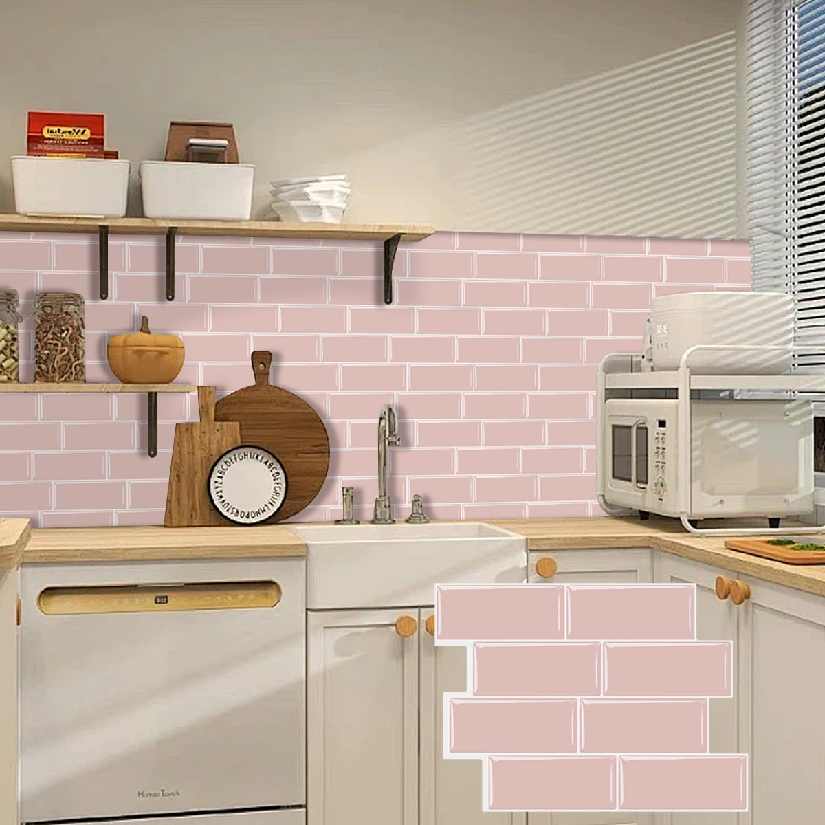 FLOLEOPA 20-Sheet Subway Tile Peel and Stick Backsplash, Self Adhesive Vinyl Wall Tiles, Stick on Backsplash for Kitchen and Bathroom