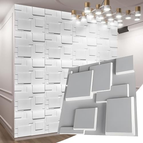 FLOLEOPA 20Pack 3D Wall Tiles 30X30cm Wall Paneling PVC Wall Cladding Panels Decorative Wall Covering White for Living Room, Bedroom