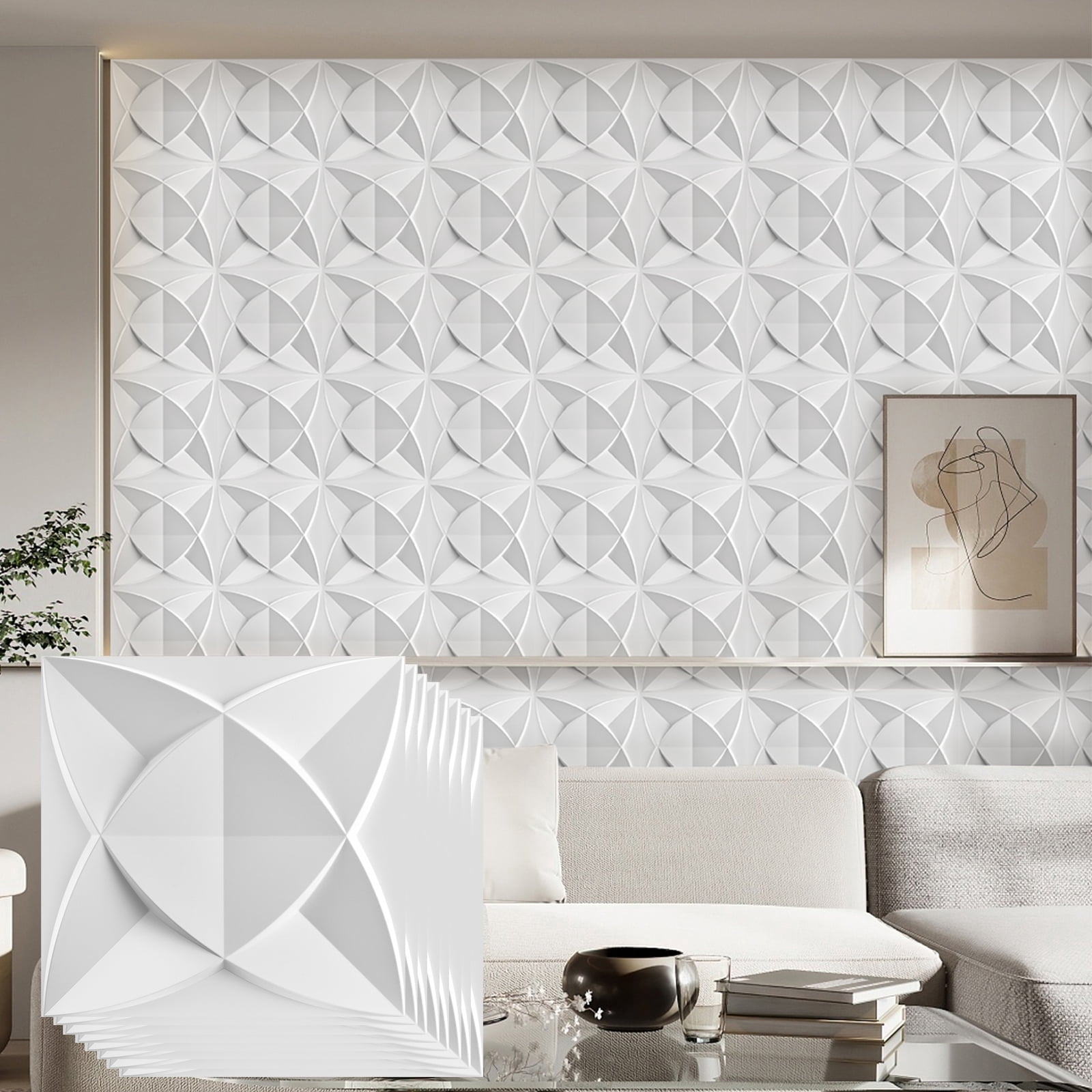 FLOLEOPA 30 Pack 3D Wall Panel, 11.8 x11.8 Inch PVC Textured Wall ...