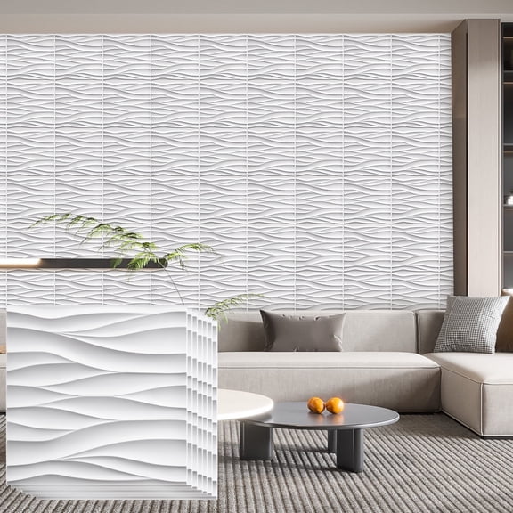 FLOLEOPA 30 Pack 3D Wall Panel, 11.8 x11.8 Inch PVC Textured Wall Panels for Interior Wall Décor