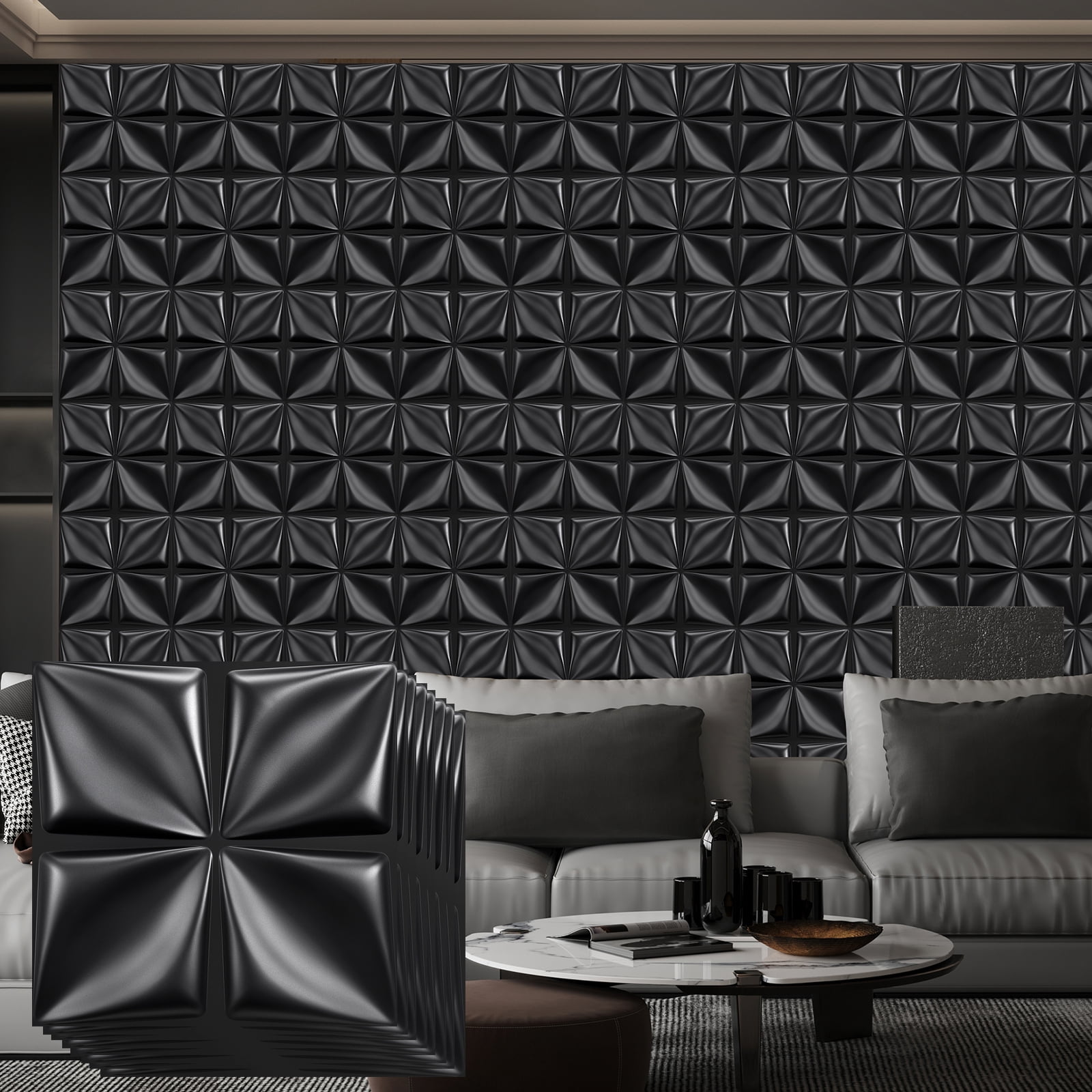 FLOLEOPA 30 Pack 3D Wall Panel, PVC Textured Wall Panels for Interior ...