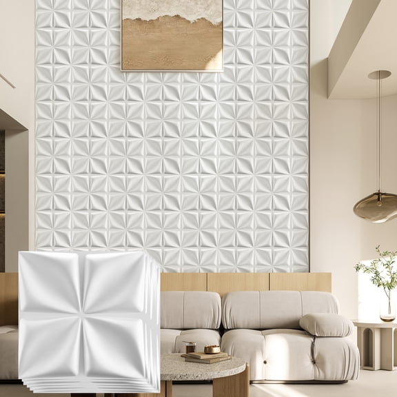 FLOLEOPA 30 Pack 3D Wall Panel, PVC Textured Wall Panels for Interior Wall Décor, 11.8 x11.8 Inch Cover 29.Sq.Ft