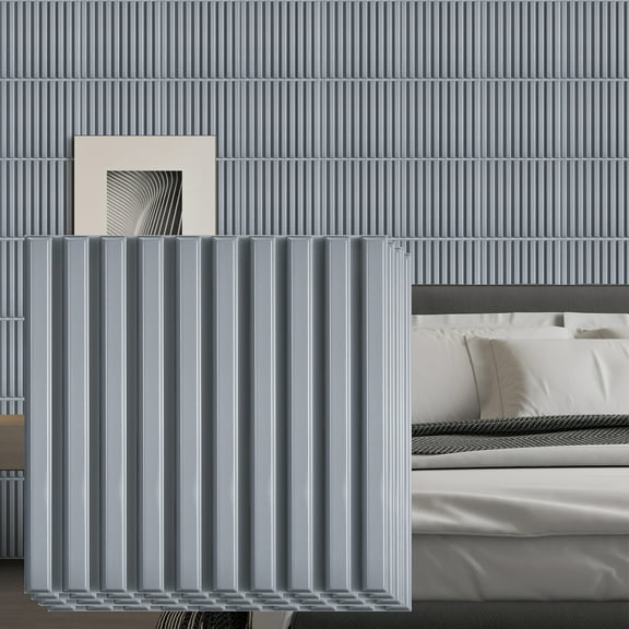 FLOLEOPA Slat Wall Panel, 3D Fluted Textured Panel 30-Tile 11.8 x 11.8in - Black/White/Gray/Pink