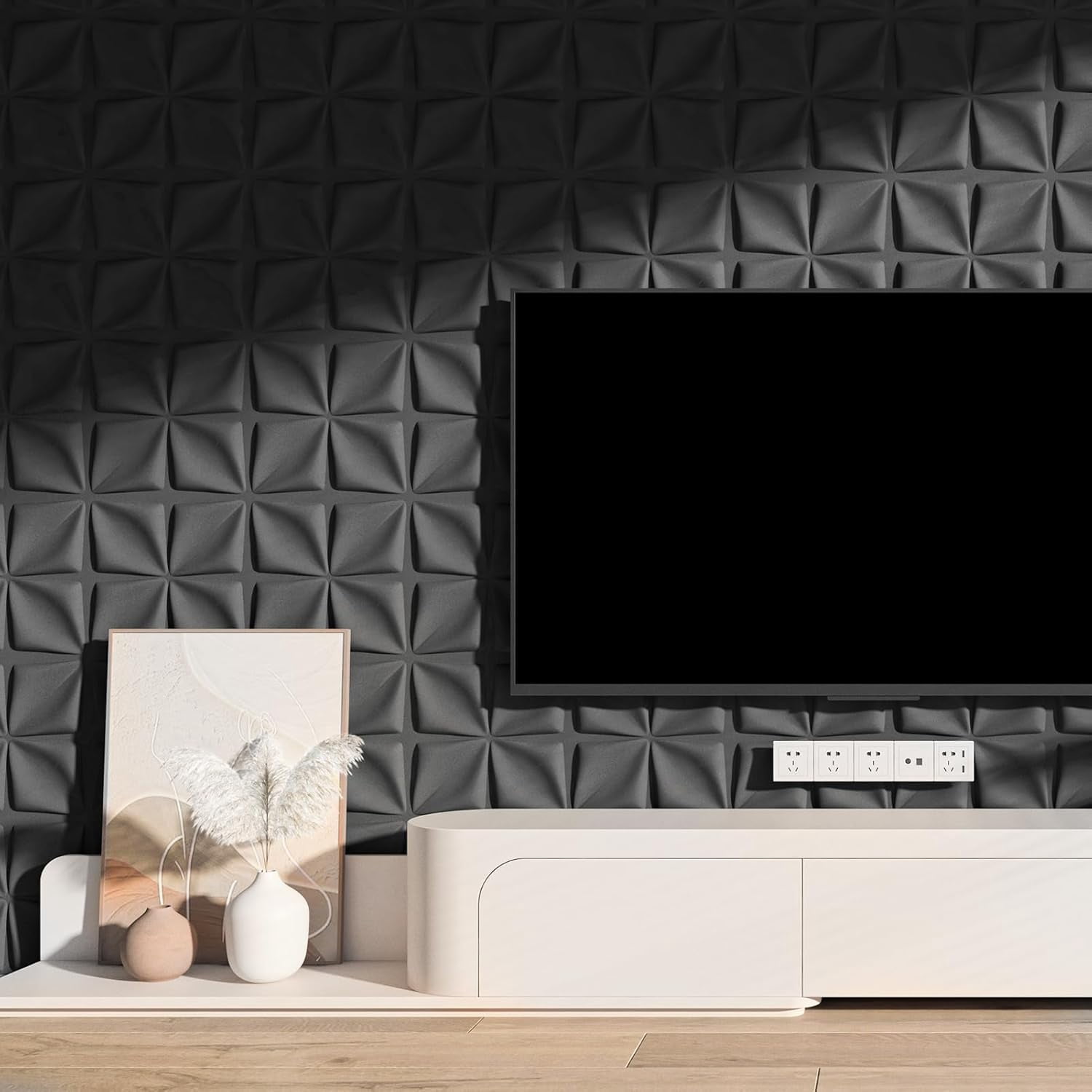 FLOLEOPA Textures 3D Wall Panels Black Design for Interior Wall Decor ...