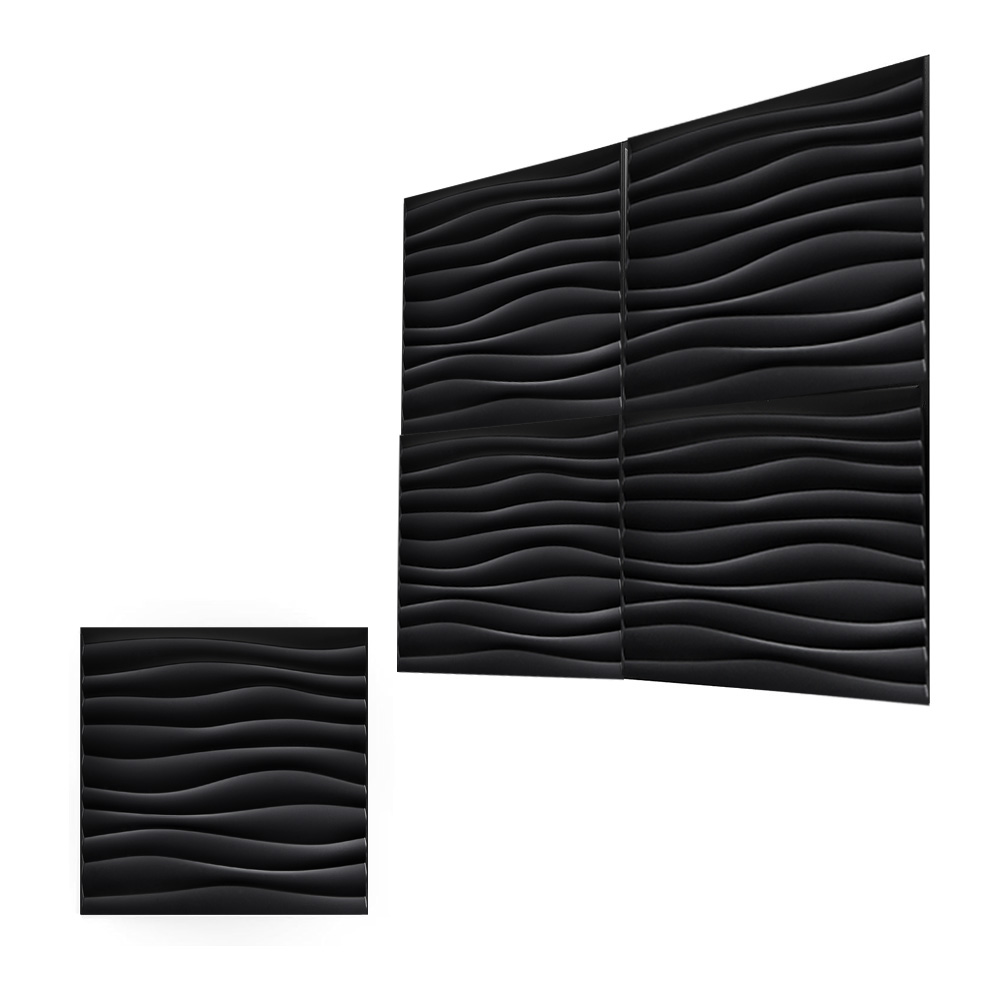 FLOLEOPA Textures 3D Wall Panels Black Design for Interior Wall Decor ...