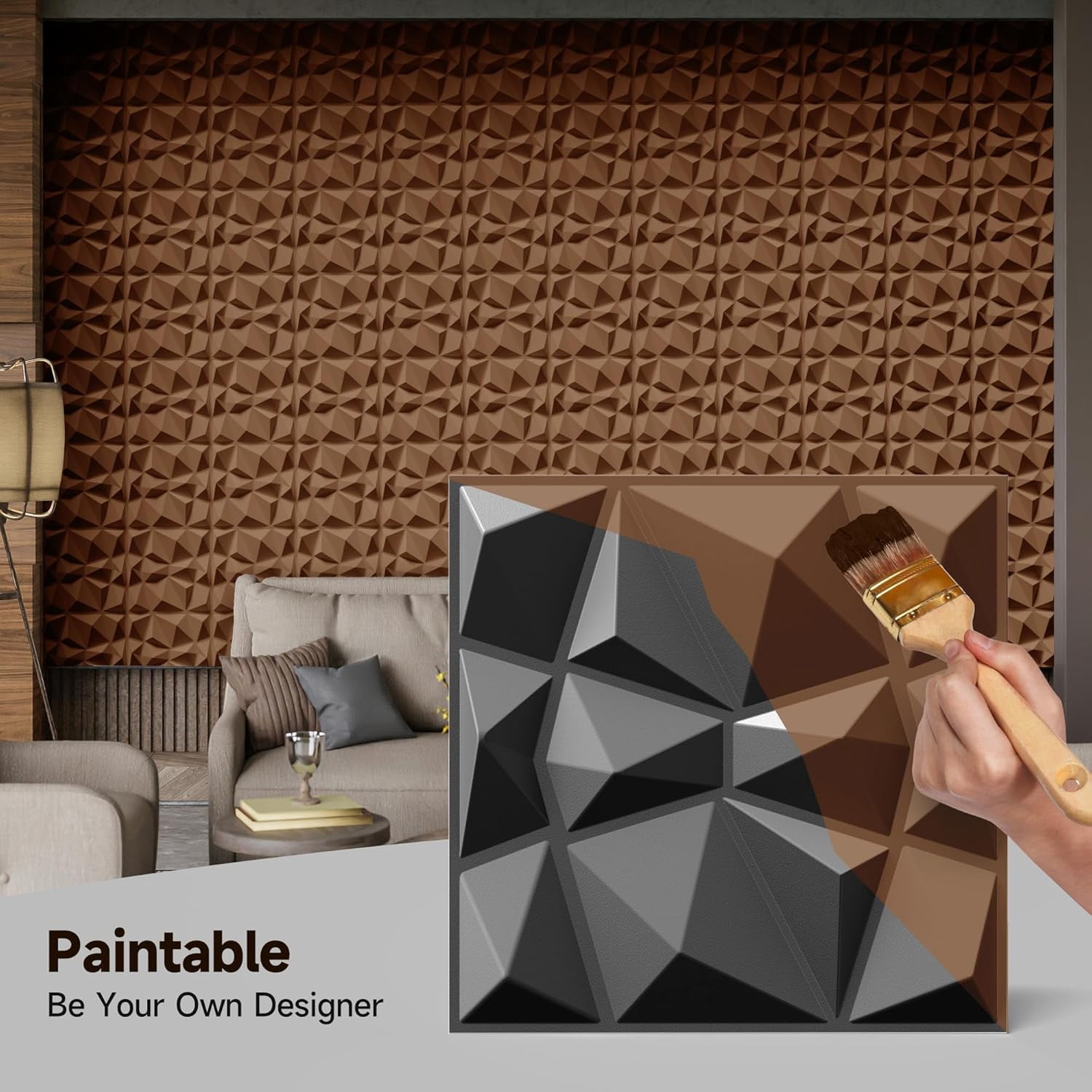 FLOLEOPA Textures 3D Wall Panels Black Design for Interior Wall Decor ...
