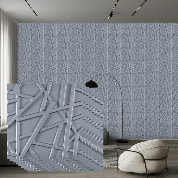FLOLEOPA Textures 3D Wall Panels Gray Design for Interior Wall Decor Pack of 30 Tiles 29 Sq Ft (PVC)