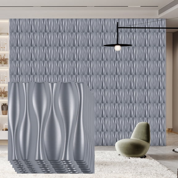 FLOLEOPA Textures 3D Wall Panels Gray Design for Interior Wall Decor Pack of 30 Tiles 29 Sq Ft (PVC)