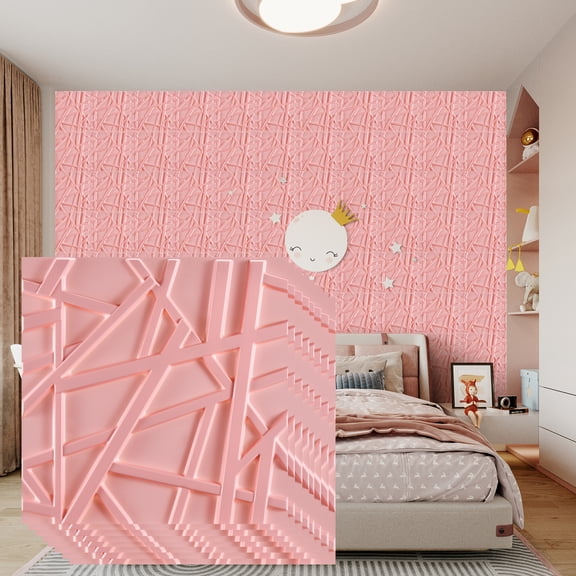 FLOLEOPA Textures 3D Wall Panels Pink Design for Interior Wall Decor Pack of 30 Tiles 29 Sq Ft (PVC)