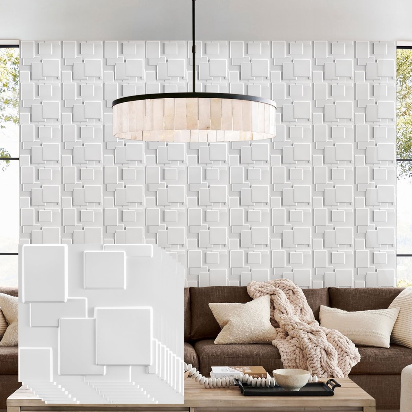FLOLEOPA Textures 3D Wall Panels White Design for Interior Wall Decor ...