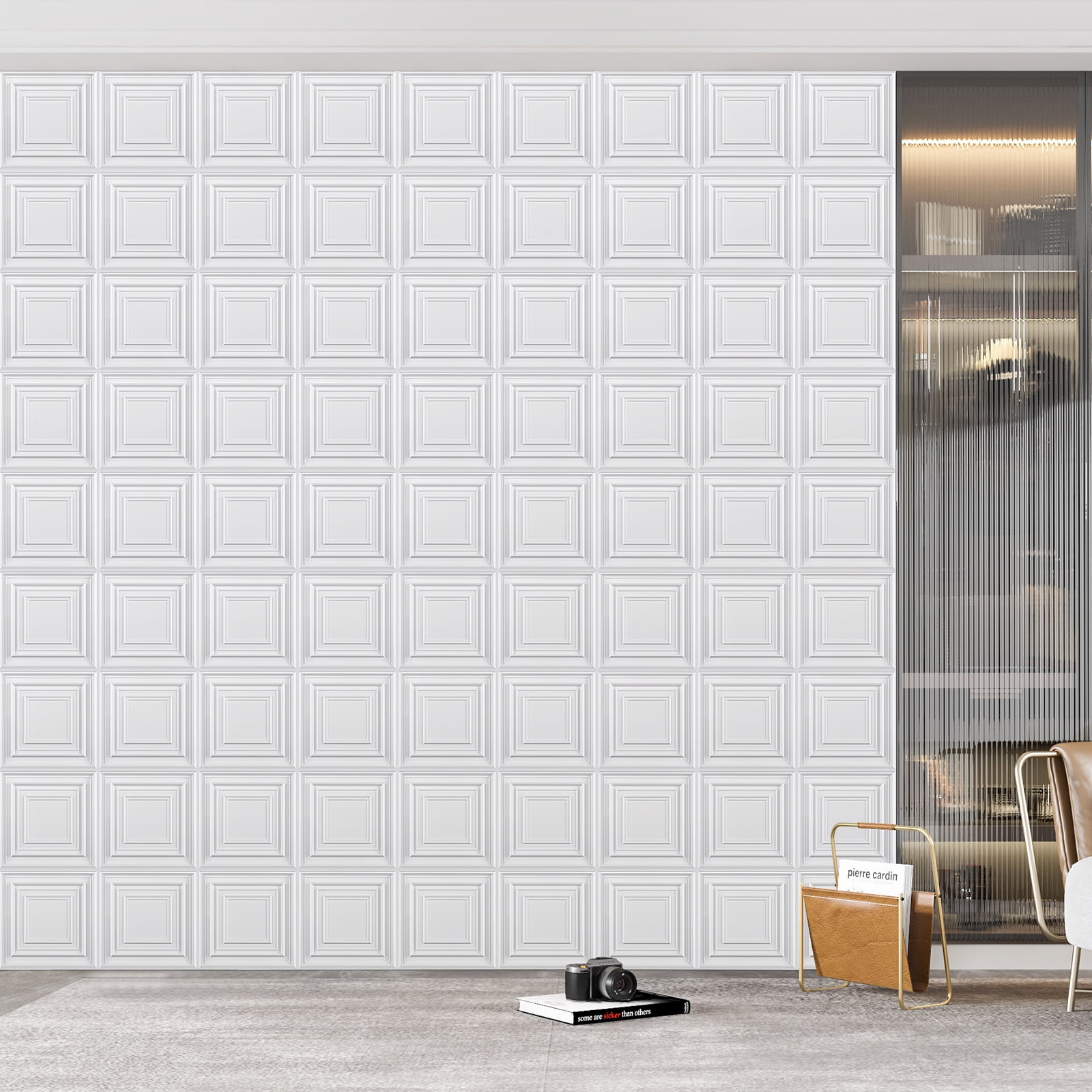 FLOLEOPA Textures 3D Wall Panels White Design for Interior Wall Decor ...
