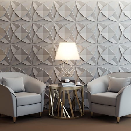 FLOLEOPA Textures 3D Wall Panels White Design for Interior Wall Decor Pack of 30 Tiles 29 Sq Ft (PVC)