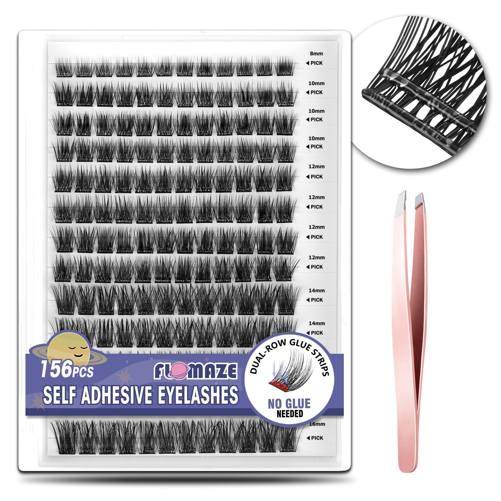 40 Pcs Self-Adhesive False Lashes - No Glue Needed, Easy Apply Strip Lashes For Eyelash Extensions