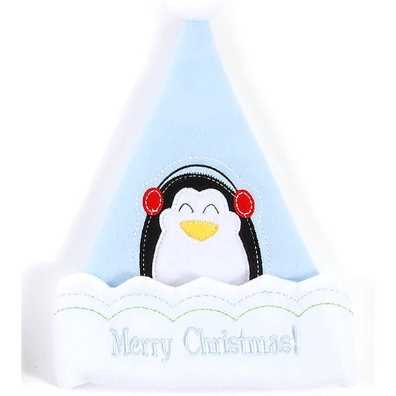 FLOMO Christmas Holiday Baby's First Christmas Boys/Girls Blue & Pink Plush Santa Hat (Blue)