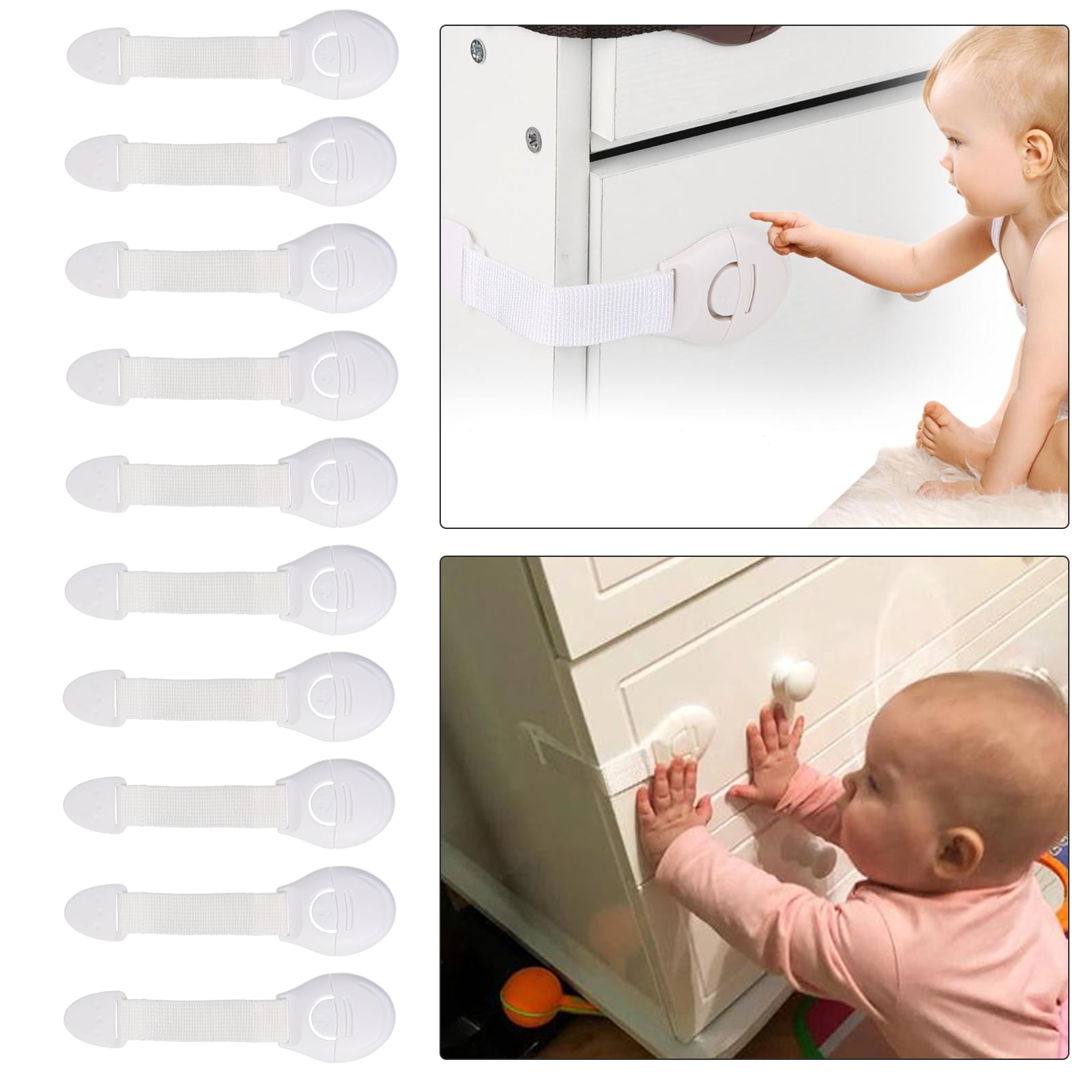 VicTsing 10pcs Portable Multi-functional Baby Infant Kids Adhesive Safety Locks  Latches Door Cupboard Cabinet Fridge Drawer Locks 