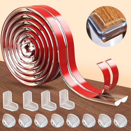 FLONOZZ Baby Proofing, 13.1ft Edge Protector Strip Clear with 12Pcs Corner Guard Protectors for Cabinets, Tables