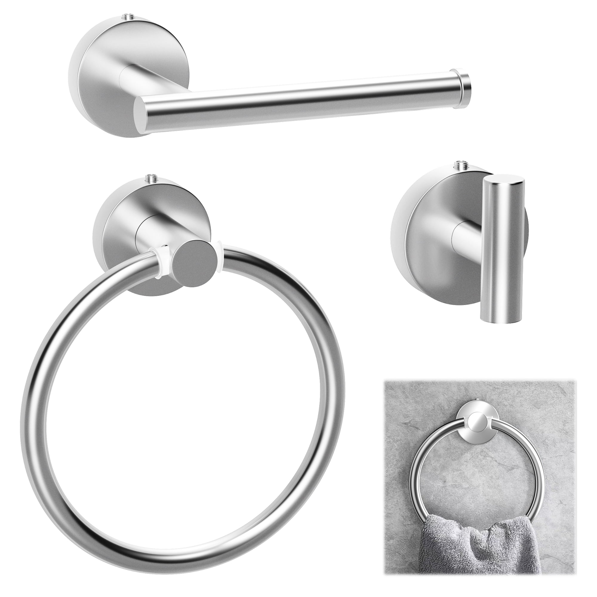 FLONOZZ Stainless Steel Bathroom Accessories Set: Toilet Paper Holder ...