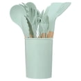 thumbnail image 1 of FLONOZZ Kitchen Utensils Set, 11 Pieces Silicone Cooking Utensils, with 10 S Hooks, BPA Free (Green), 1 of 15