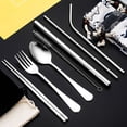 thumbnail image 1 of FLONOZZ Reusable Utensils Set With Case, 8 Pcs Stainless Steel Cutlery Set For Lunch Boxes School Picnic,Silver, 1 of 8
