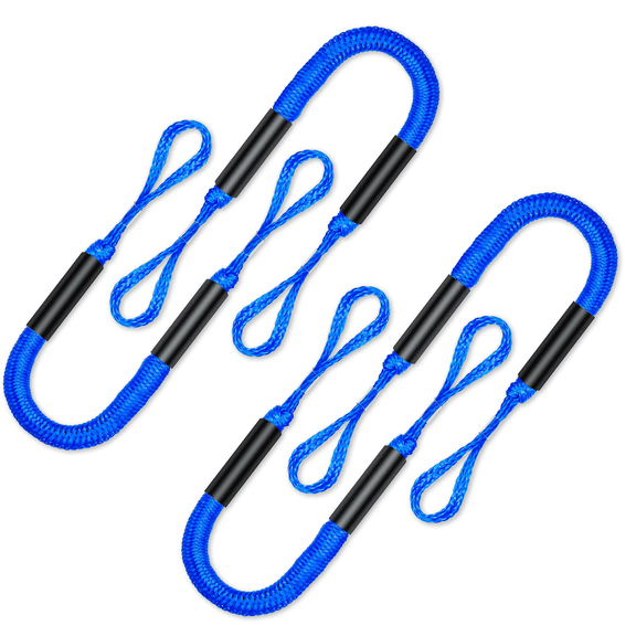 FLOODKING 2-Pack Mooring Ropes 2.5FT - Bungee Dock Lines with Bumper for Kayaks, Boats, Jet Skis