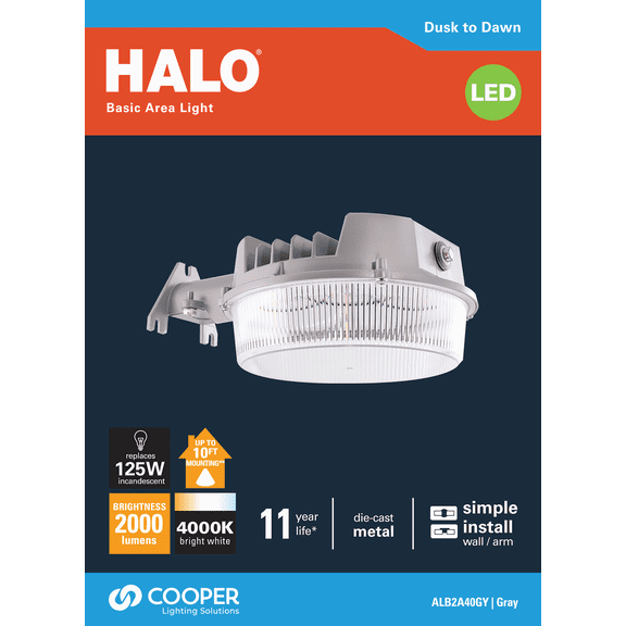 Halo Basic LED Outdoor Area Light Fixture - Single Pack Residential Use, Standard Application